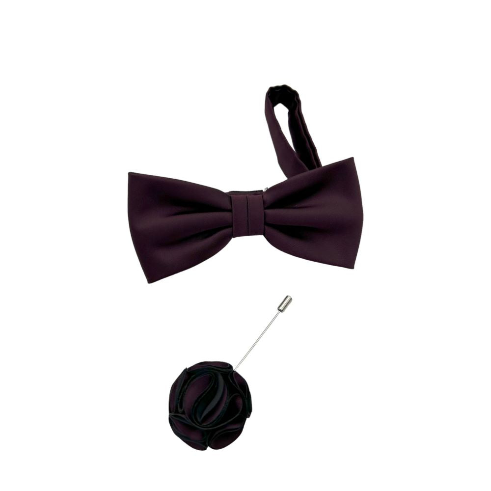 TIE AND BOWTIE SET - 5 PCS SET - RICH BURGUNDY