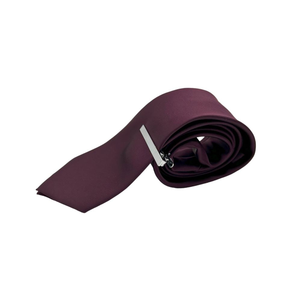 TIE AND BOWTIE SET - 5 PCS SET - RICH BURGUNDY