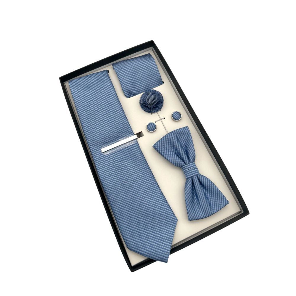 TIE AND BOWTIE SET - 5 PCS SET - LIGHT BLUE