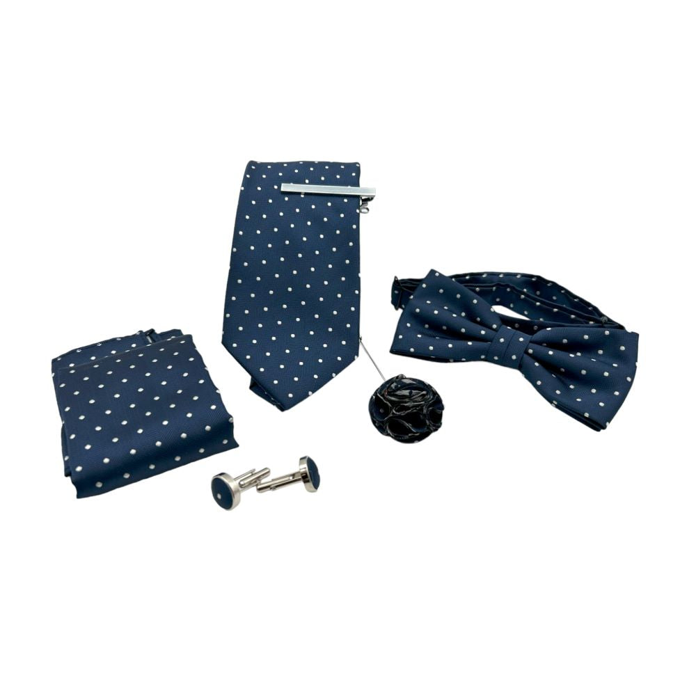 TIE AND BOWTIE SET - 5 PCS SET - POLKA DOT