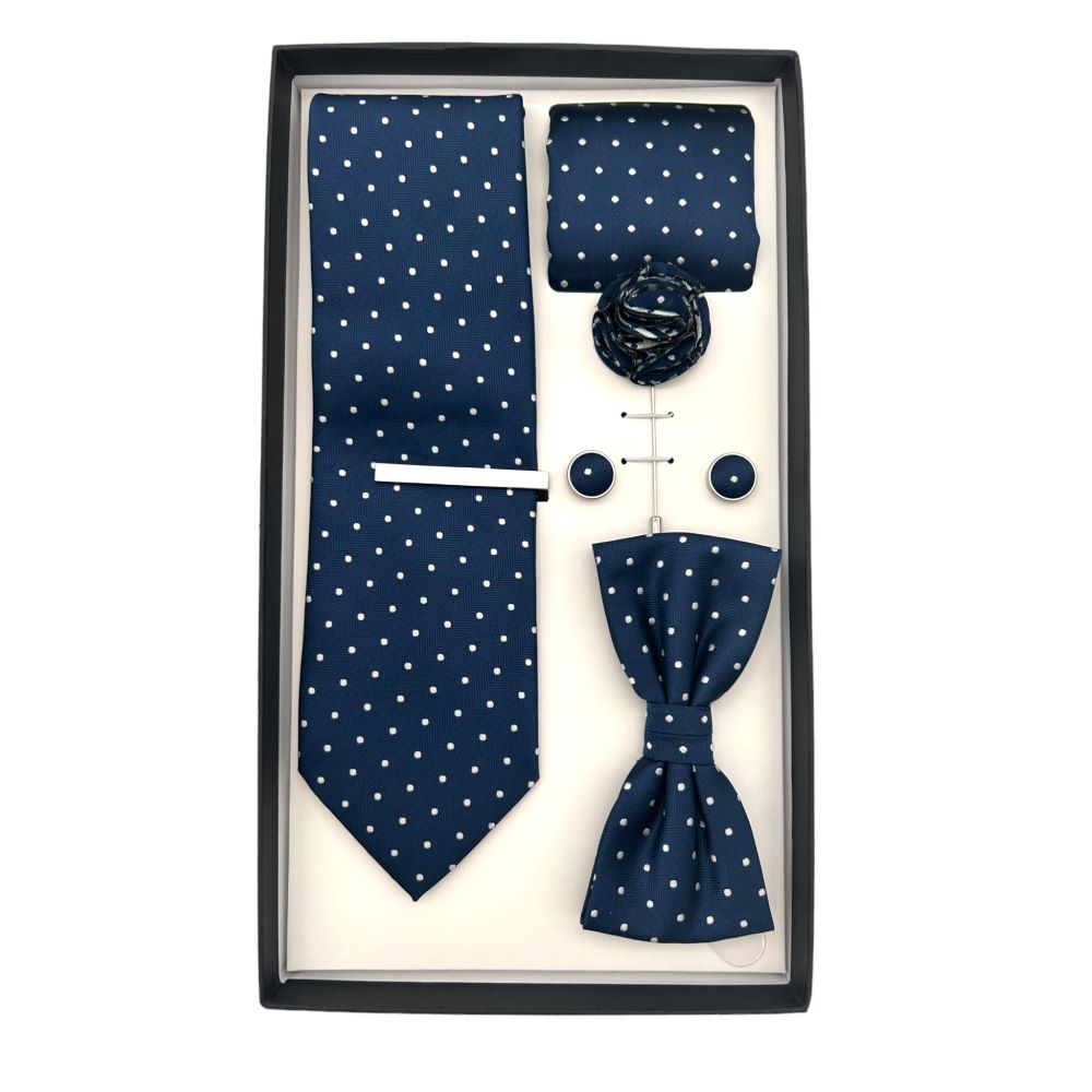 TIE AND BOWTIE SET - 5 PCS SET - POLKA DOT