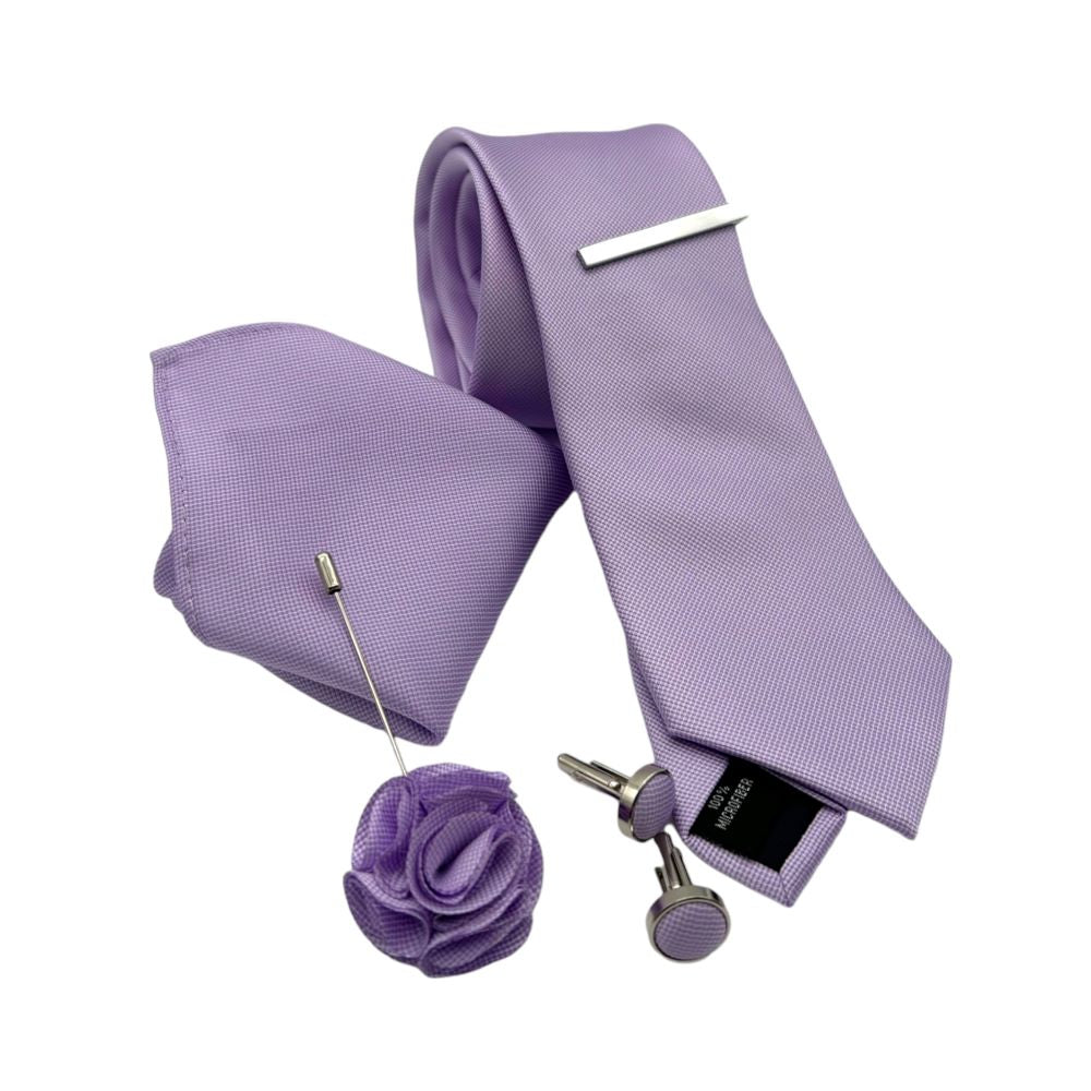 TIE AND BOWTIE SET - 5 PCS SET - LIGHT PURPLE