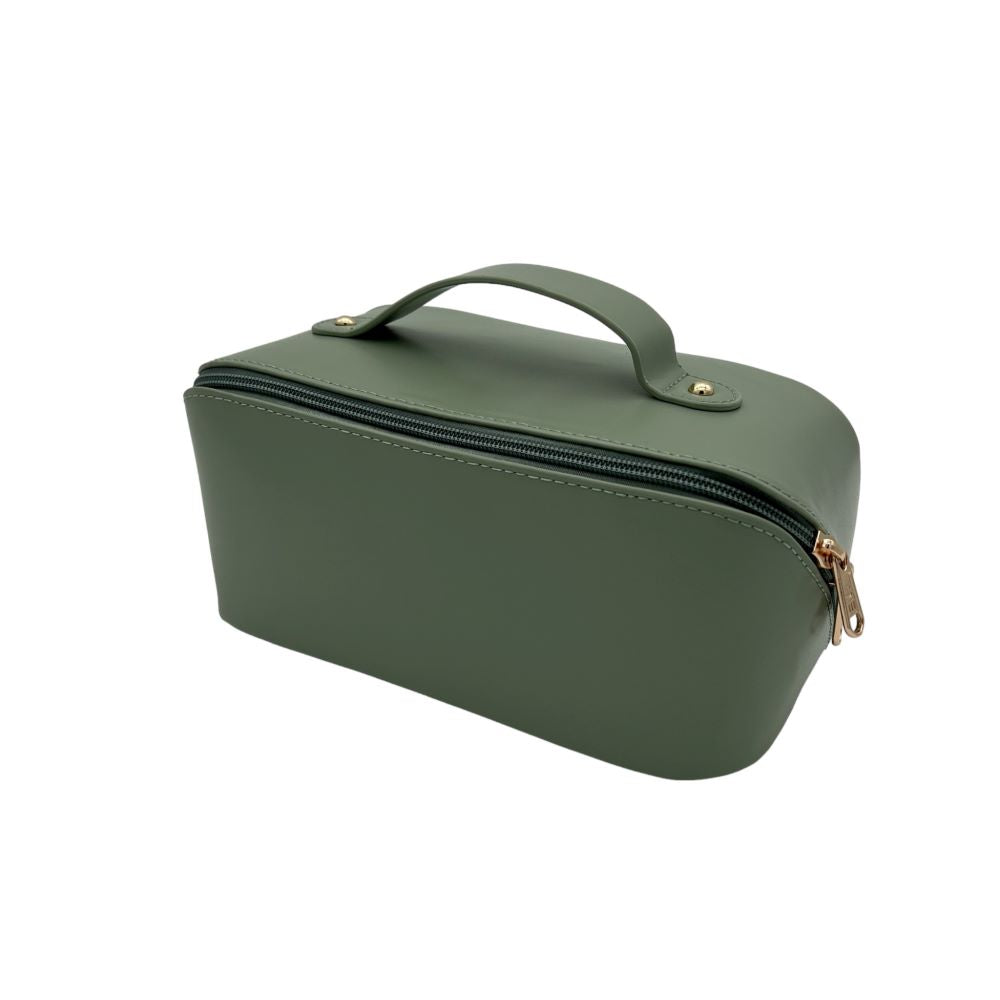 TOTE COSMETIC BAG - FIRM SHAPE -OLIVE