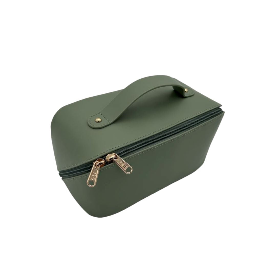 TOTE COSMETIC BAG - FIRM SHAPE -OLIVE