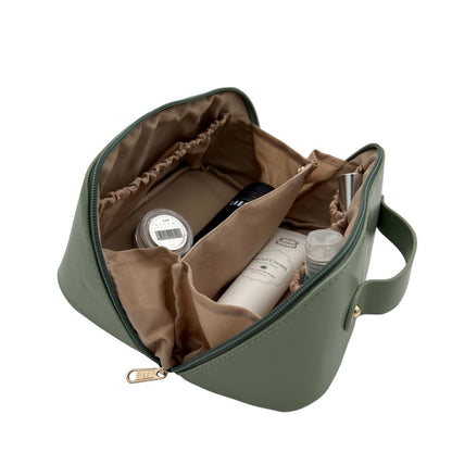 TOTE COSMETIC BAG - FIRM SHAPE -OLIVE