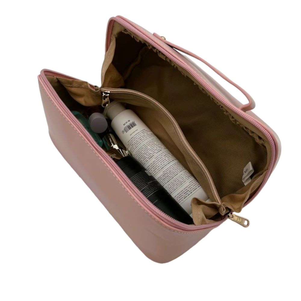 TOTE COSMETIC BAG - FIRM SHAPE - DUSTY PINK