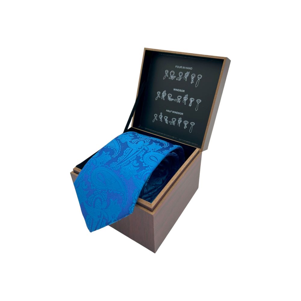 ONLY.LOVE TIE IN A CASE WITH TIE KNOT INSTRUCTIONS - ROYAL BLUE