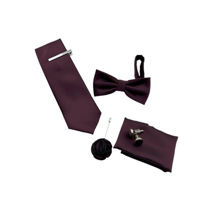 ONLY.LOVE TIE AND BOWTIE SET - 5 PCS SET - RICH BURGUNDY