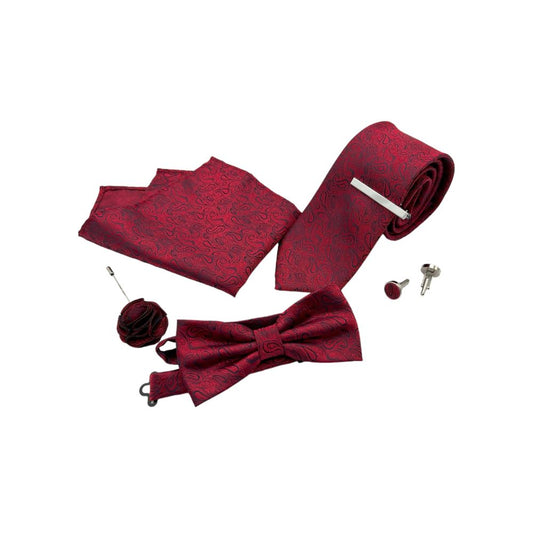 TIE AND BOWTIE SET - 5 PCS SET - RED